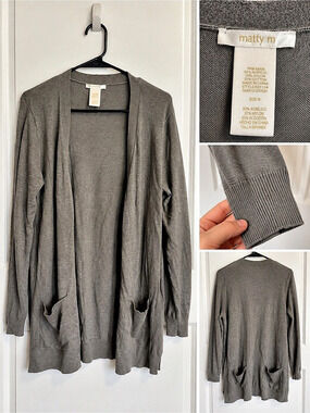 Matty M Gray Open Front Cardigan